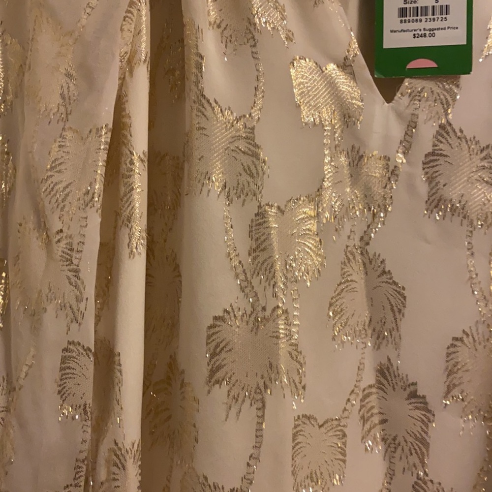 Lilly Pulitzer Cream and Gold Metallic Floral Duster - Picture 3 of 4